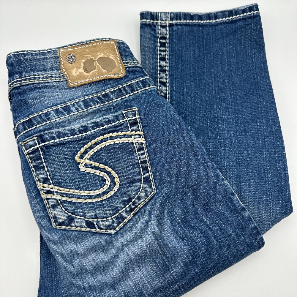 Silver Jeans Natsuki Capri Womens 26 Blue‎ Medium Wash Embroidered Casual